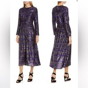 Rachel Comey Astraea Sequin Long Sleeve Midi Dress Size 8